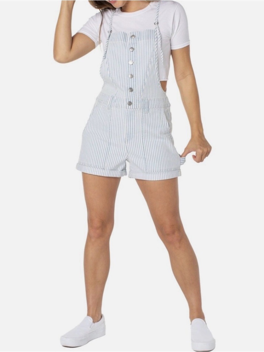 Celebrity Pink Railroad Striped Shortalls